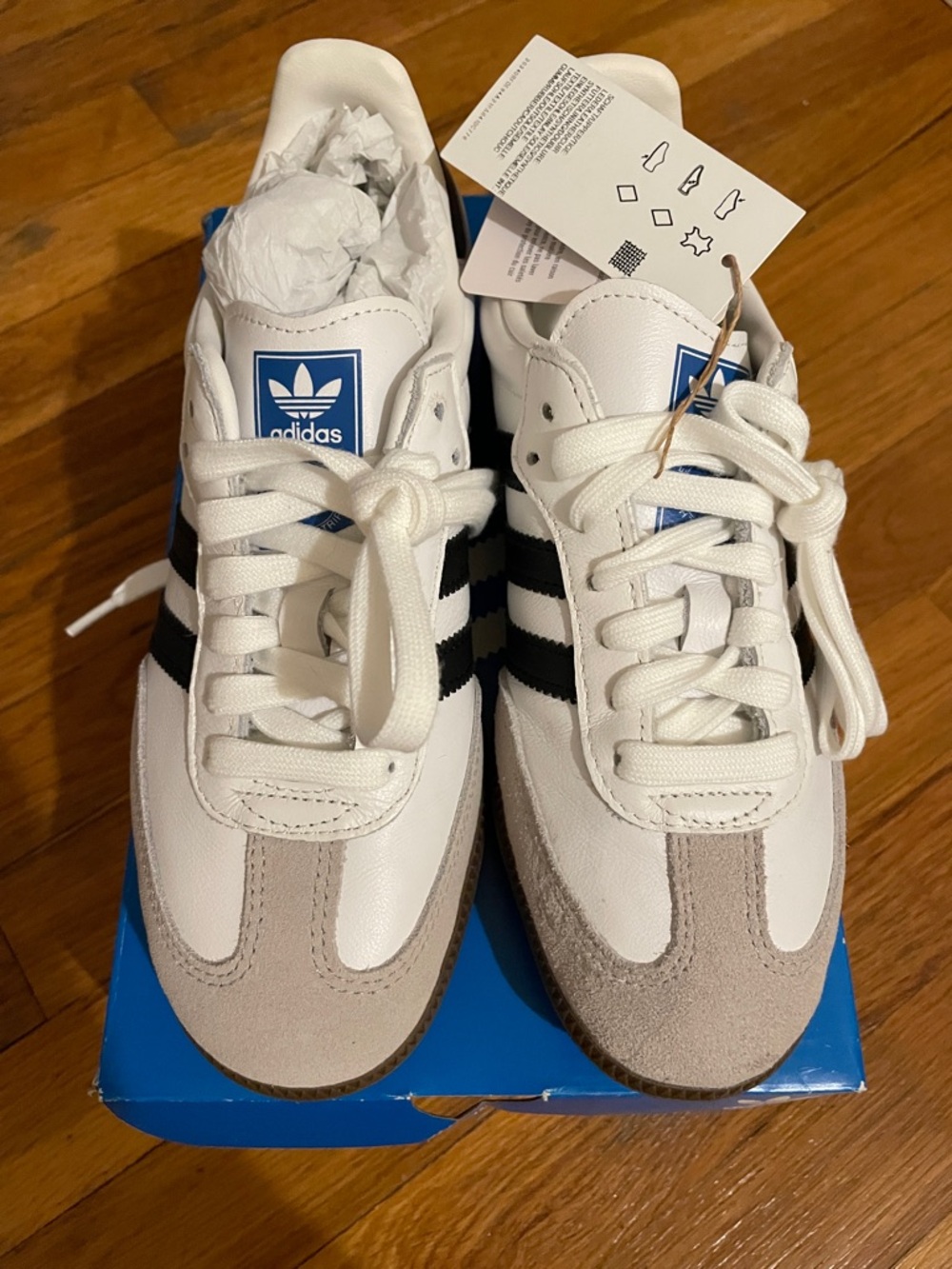 adidas Samba White with Black Stripes and Gray Suede - Picture 5 of 5